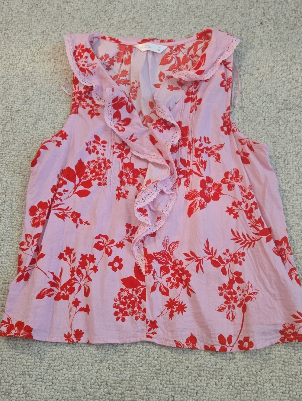 LC Lauren Conrad Pink Floral Ruffle Camisole